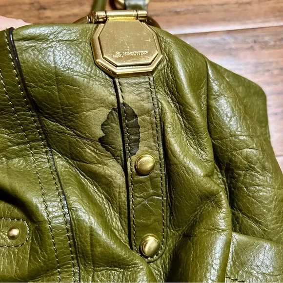 B Makowsky Olive Green Leather Hobo Bag Purse - Picture 13 of 14